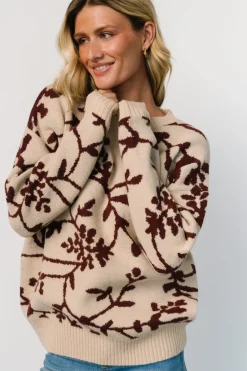 Sale Baltic Born Hallstatt Sweater | Beige + Merlot Print Beige+MerlotPrint