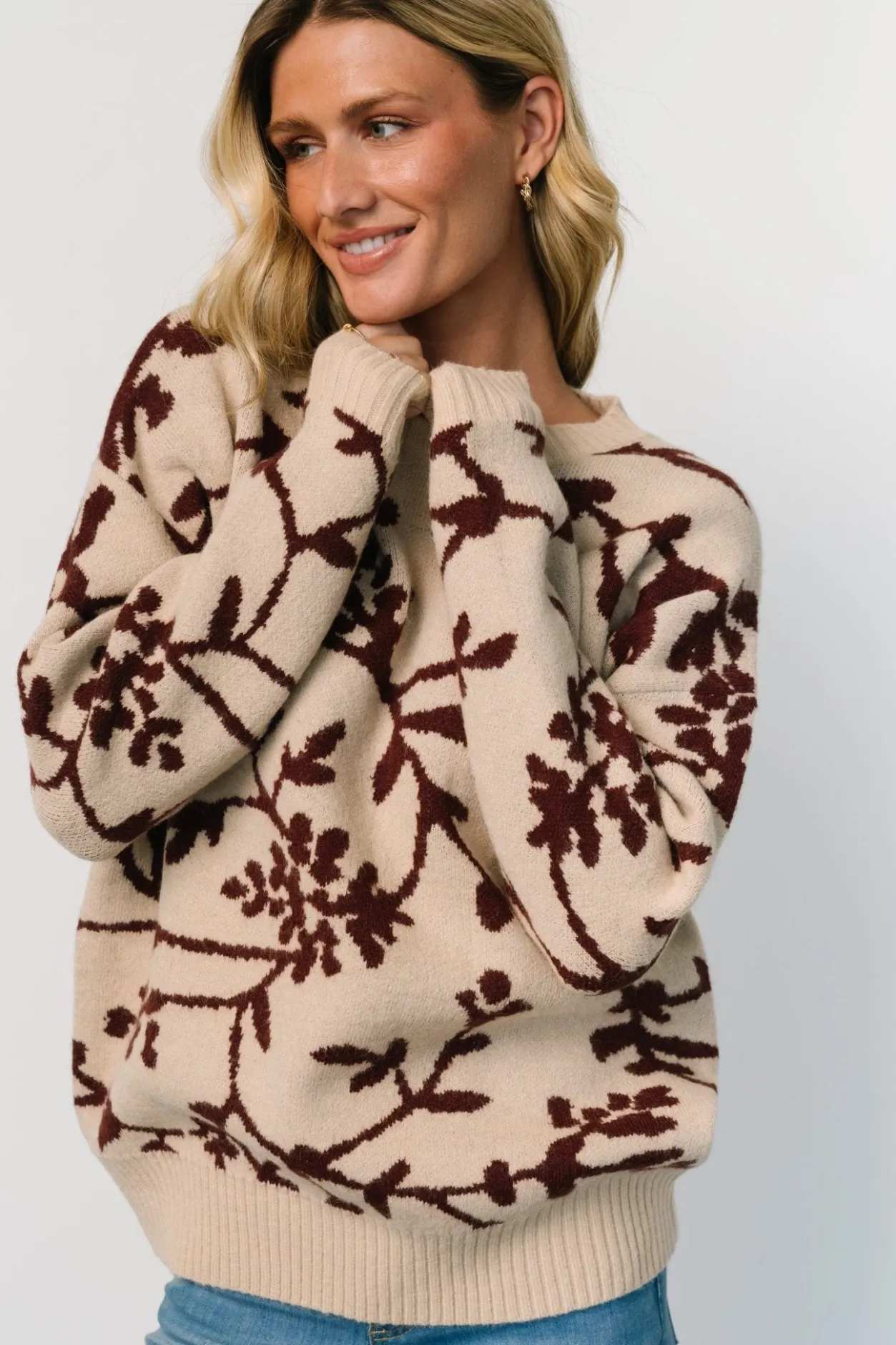 Sale Baltic Born Hallstatt Sweater | Beige + Merlot Print Beige+MerlotPrint
