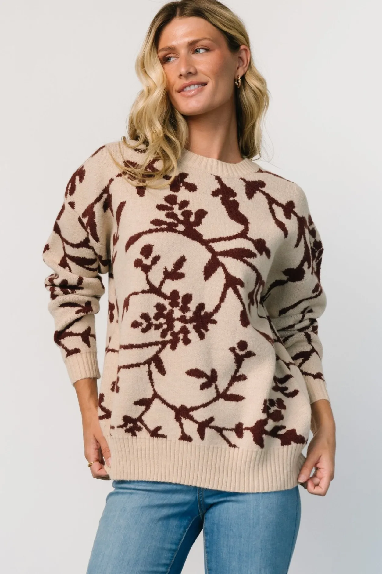 Sale Baltic Born Hallstatt Sweater | Beige + Merlot Print Beige+MerlotPrint