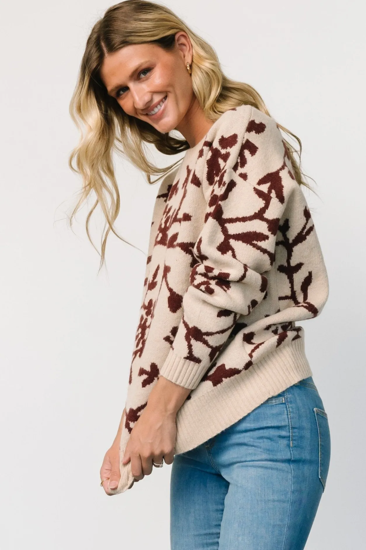 Sale Baltic Born Hallstatt Sweater | Beige + Merlot Print Beige+MerlotPrint