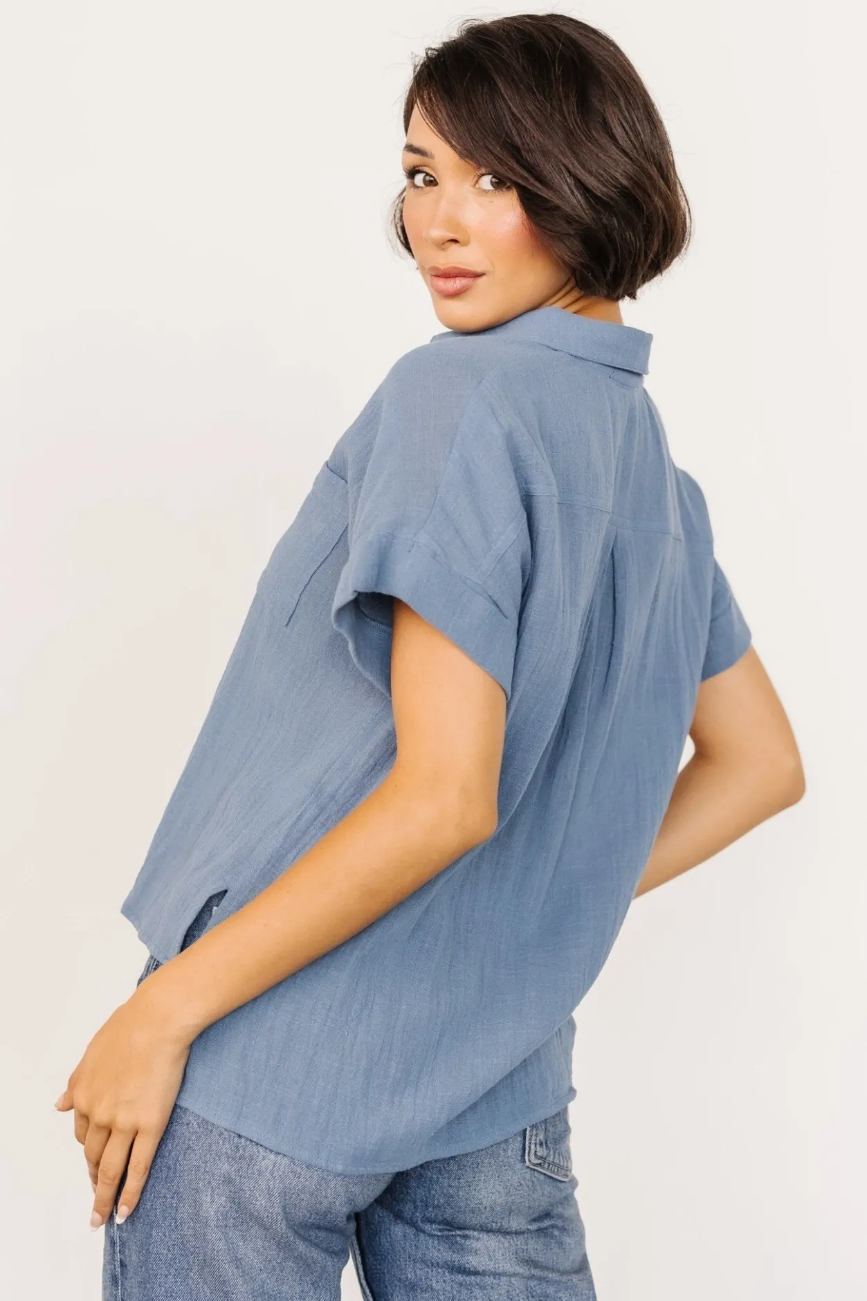 Sale Baltic Born Hammond Short Sleeve Top | Slate Blue SlateBlue