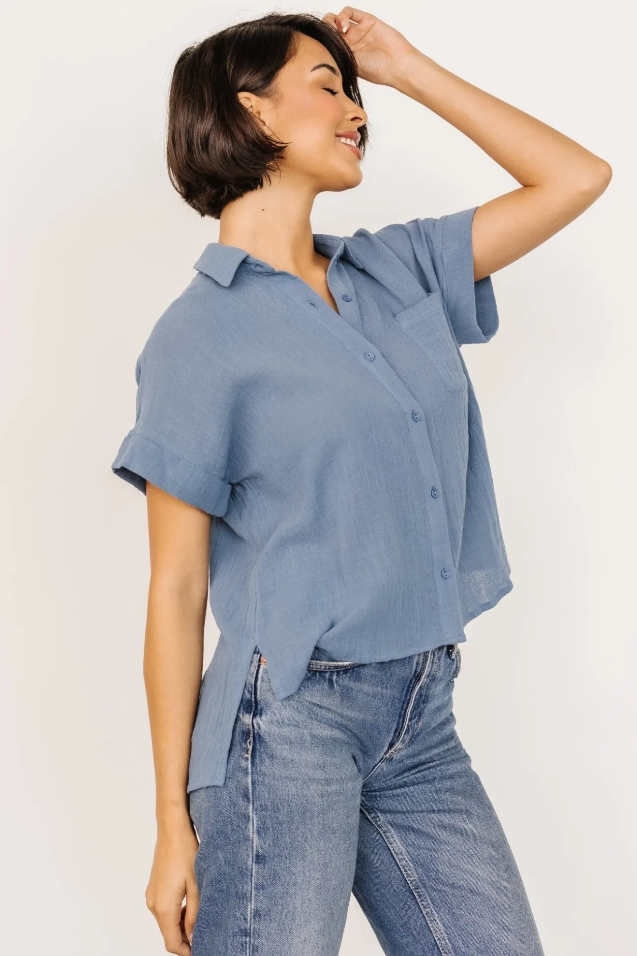 Sale Baltic Born Hammond Short Sleeve Top | Slate Blue SlateBlue