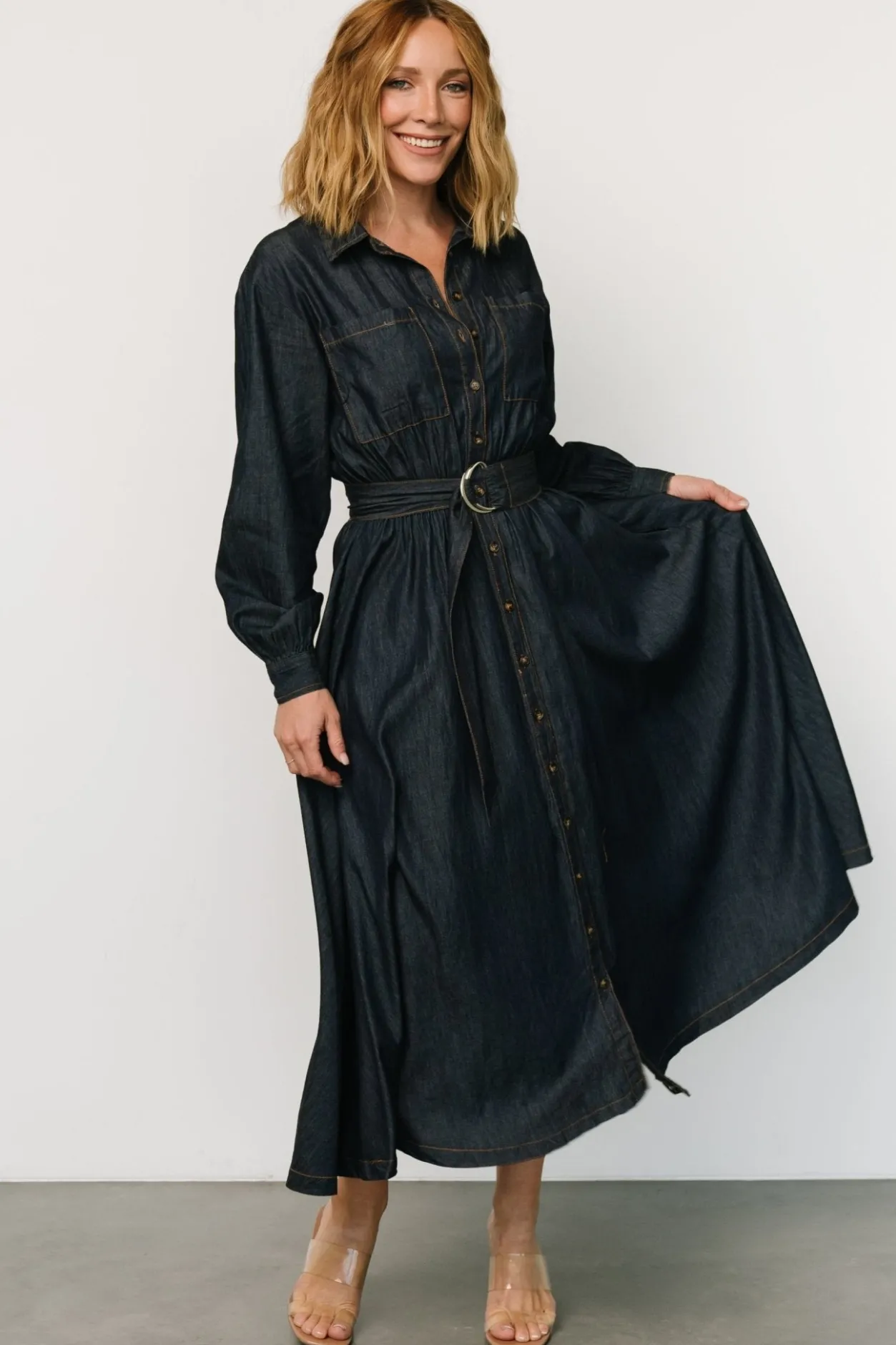 Fashion Baltic Born Hansel Long Sleeve Denim Dress | Dark Blue DarkBlue