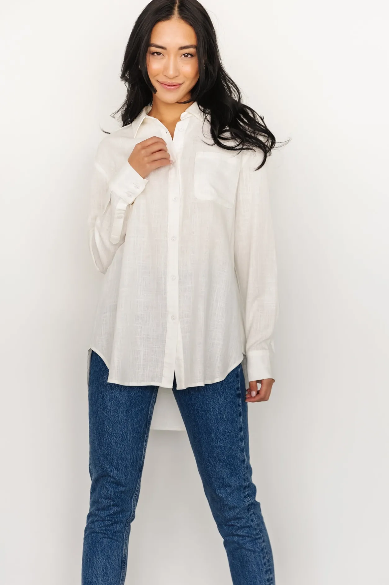 Sale Baltic Born Harlan Linen Button Down Top | Off White OffWhite
