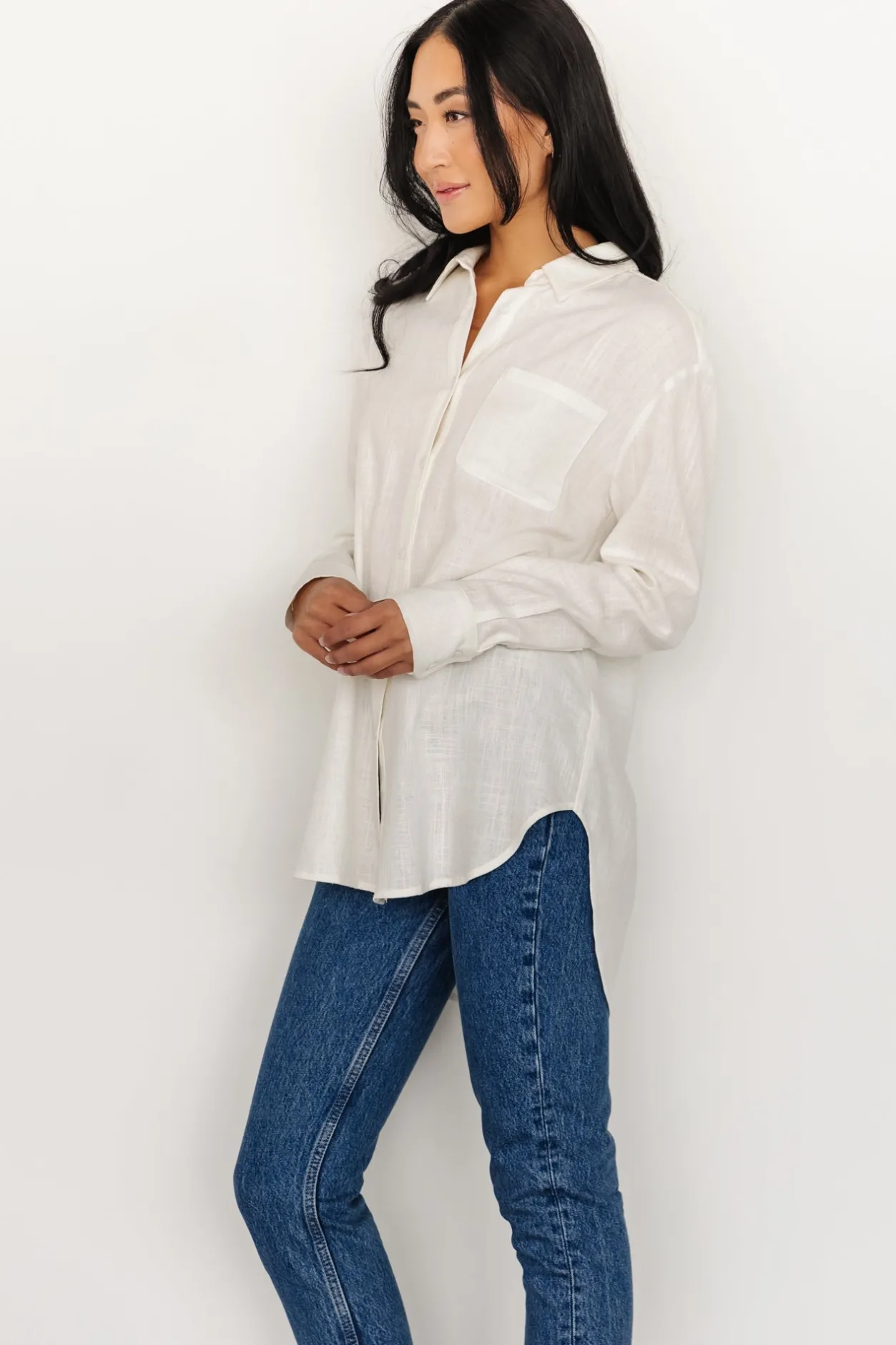 Sale Baltic Born Harlan Linen Button Down Top | Off White OffWhite