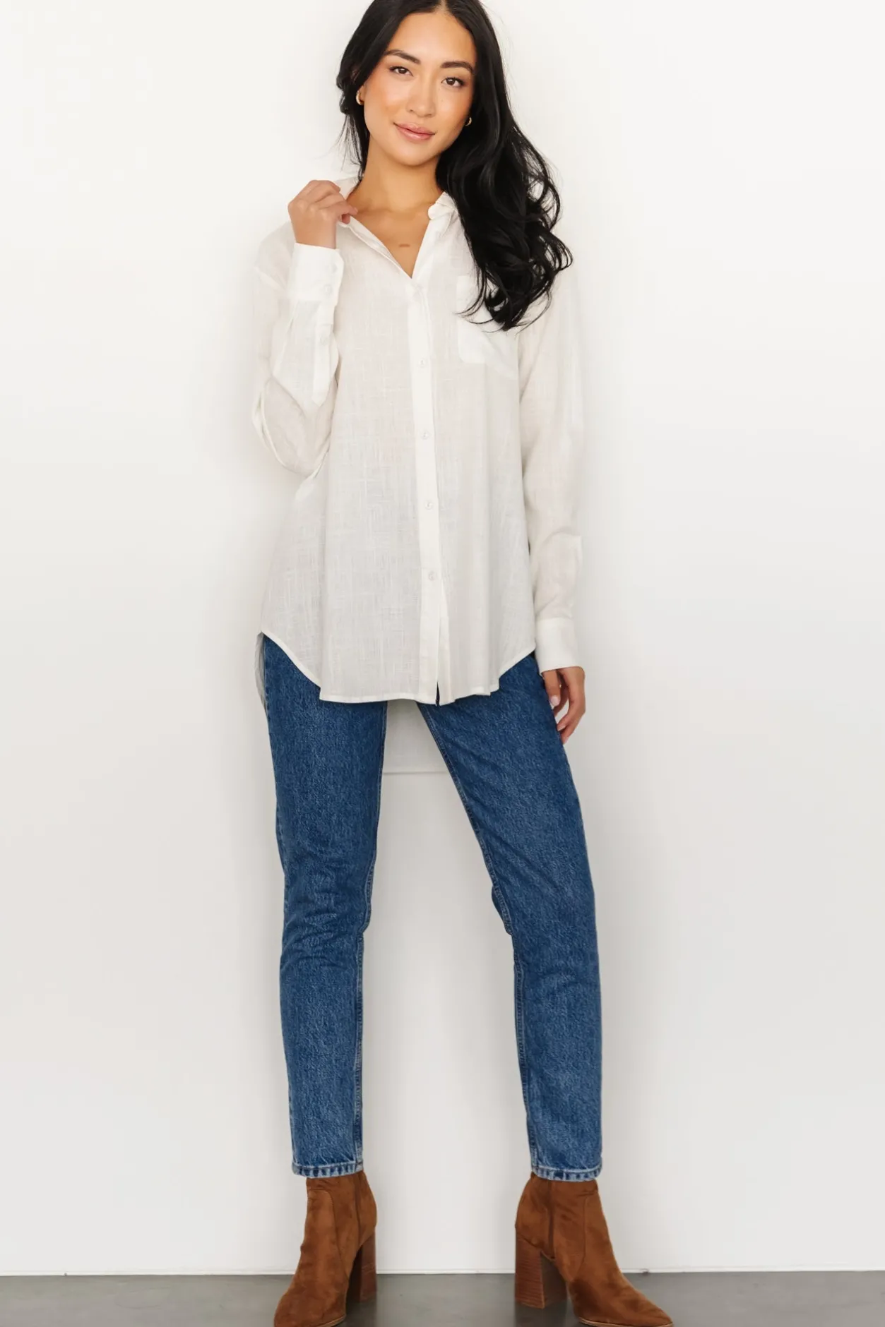 Sale Baltic Born Harlan Linen Button Down Top | Off White OffWhite