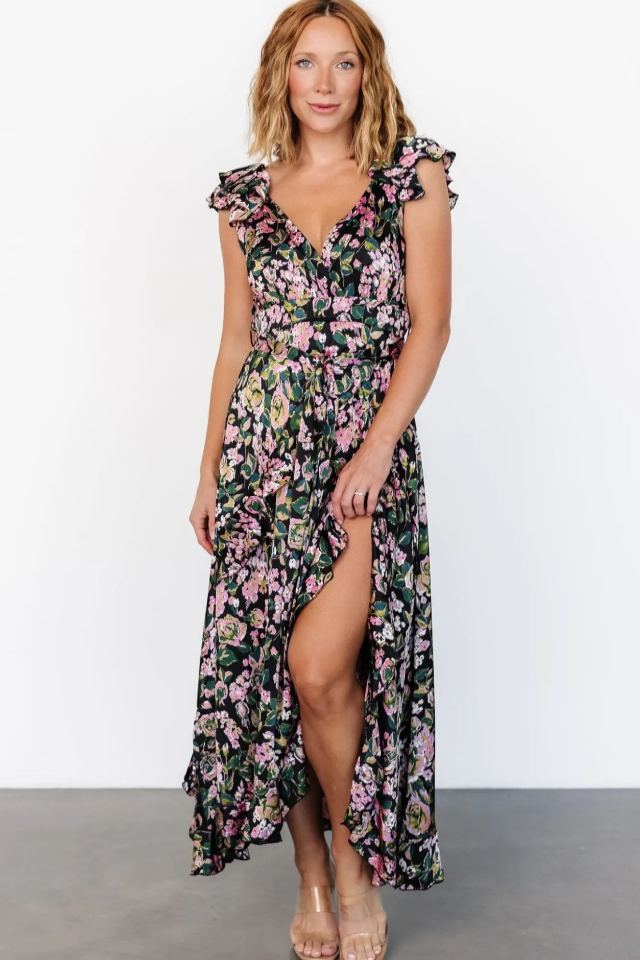 Hot Baltic Born Harlow Satin Maxi Dress | Black Multi BlackMulti