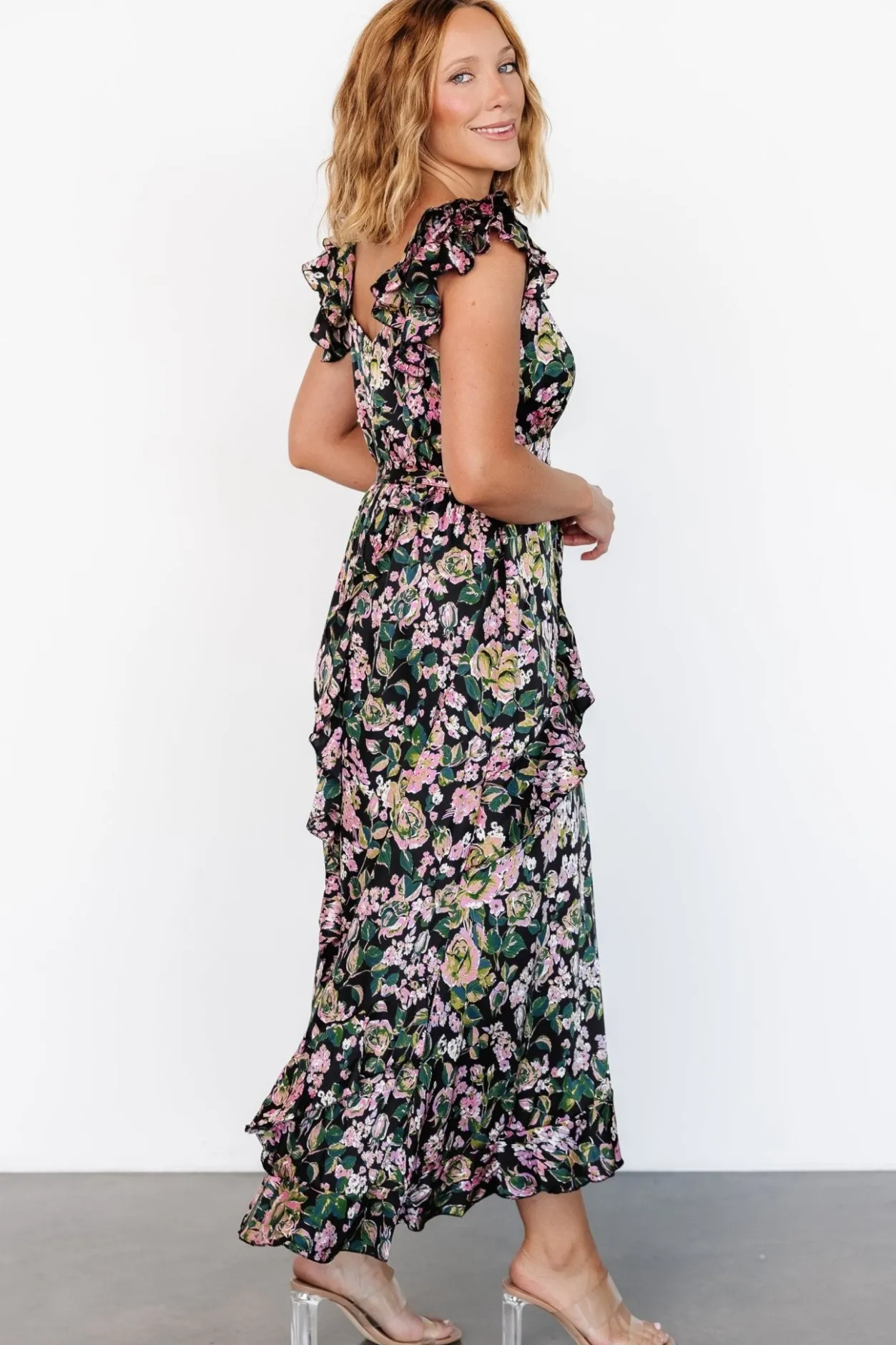Hot Baltic Born Harlow Satin Maxi Dress | Black Multi BlackMulti
