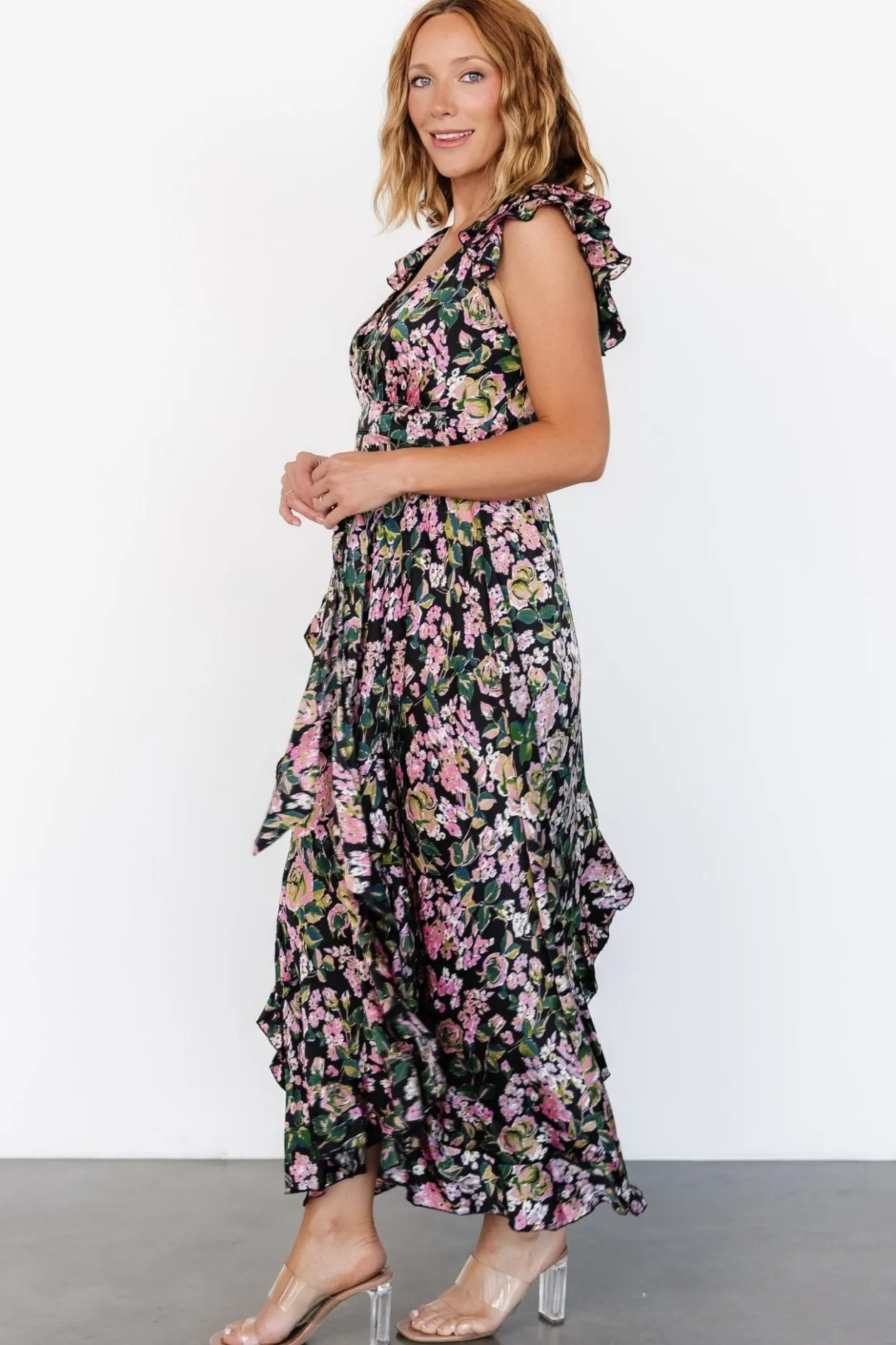 Hot Baltic Born Harlow Satin Maxi Dress | Black Multi BlackMulti