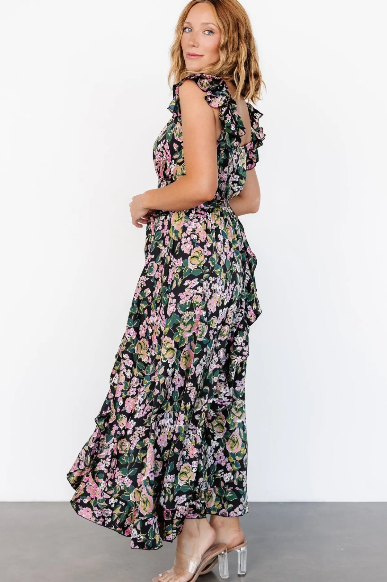 Hot Baltic Born Harlow Satin Maxi Dress | Black Multi BlackMulti