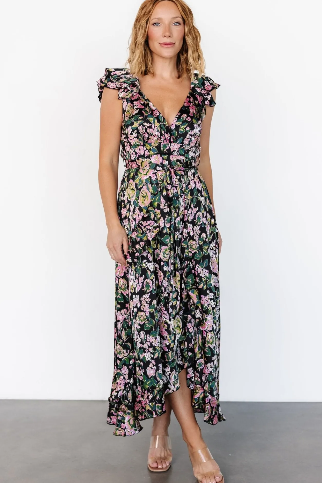 Hot Baltic Born Harlow Satin Maxi Dress | Black Multi BlackMulti