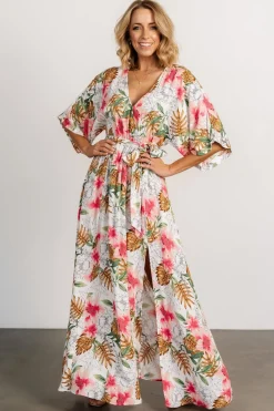 New Baltic Born Harmonia Kimono Maxi Dress | White Multi Print WhiteMultiPrint