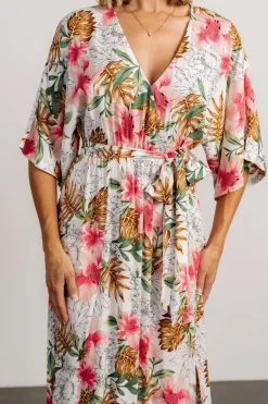New Baltic Born Harmonia Kimono Maxi Dress | White Multi Print WhiteMultiPrint