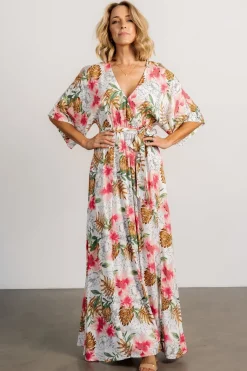 New Baltic Born Harmonia Kimono Maxi Dress | White Multi Print WhiteMultiPrint