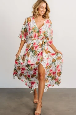 New Baltic Born Harmonia Kimono Maxi Dress | White Multi Print WhiteMultiPrint
