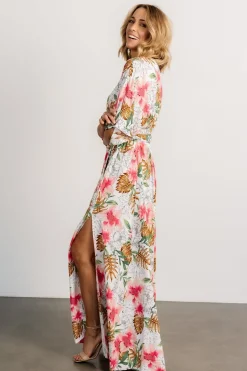 New Baltic Born Harmonia Kimono Maxi Dress | White Multi Print WhiteMultiPrint