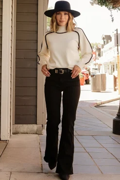 New Baltic Born Harrington Sweater | Cream + Black Cream+Black