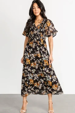 Outlet Baltic Born Hathaway Midi Dress | Black Floral BlackFloral