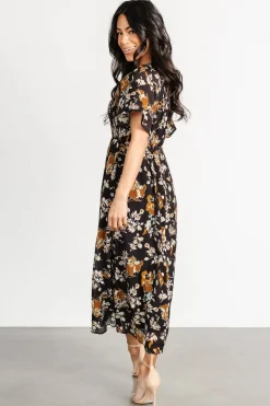 Outlet Baltic Born Hathaway Midi Dress | Black Floral BlackFloral