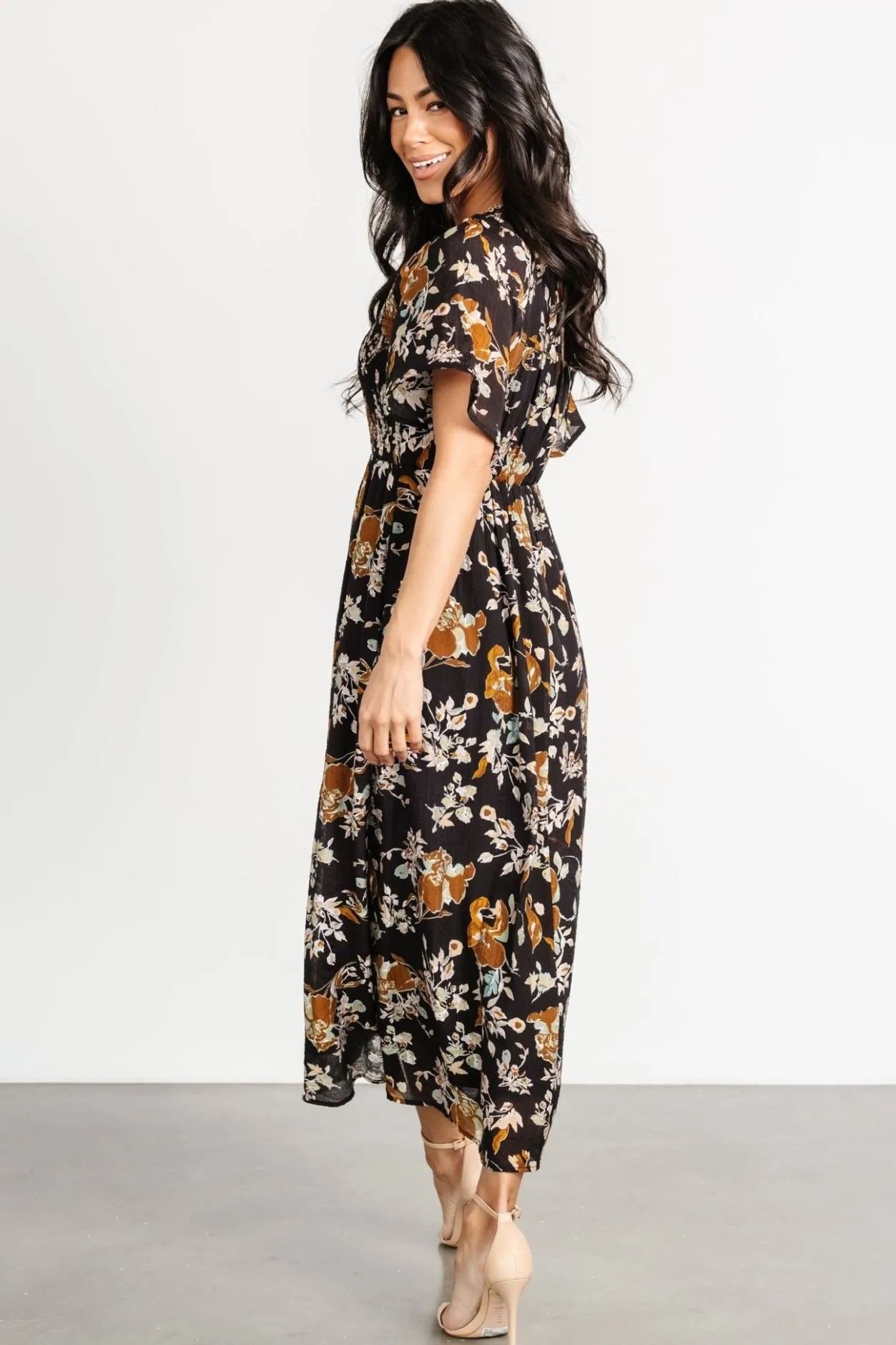 Outlet Baltic Born Hathaway Midi Dress | Black Floral BlackFloral