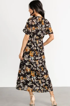 Outlet Baltic Born Hathaway Midi Dress | Black Floral BlackFloral