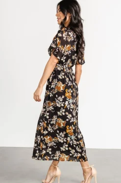 Outlet Baltic Born Hathaway Midi Dress | Black Floral BlackFloral