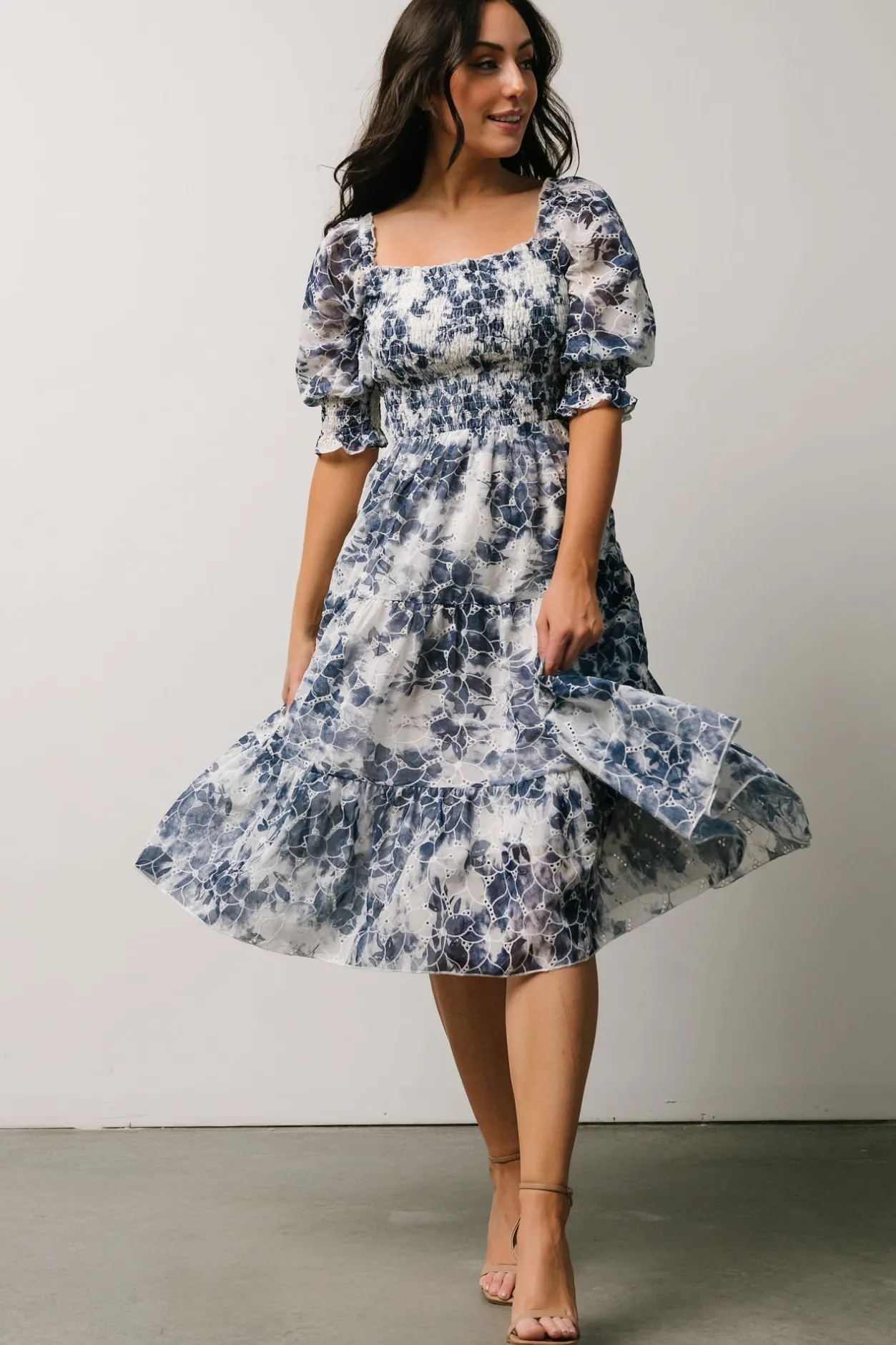 Discount Baltic Born Hazel Eyelet Midi Dress | Navy