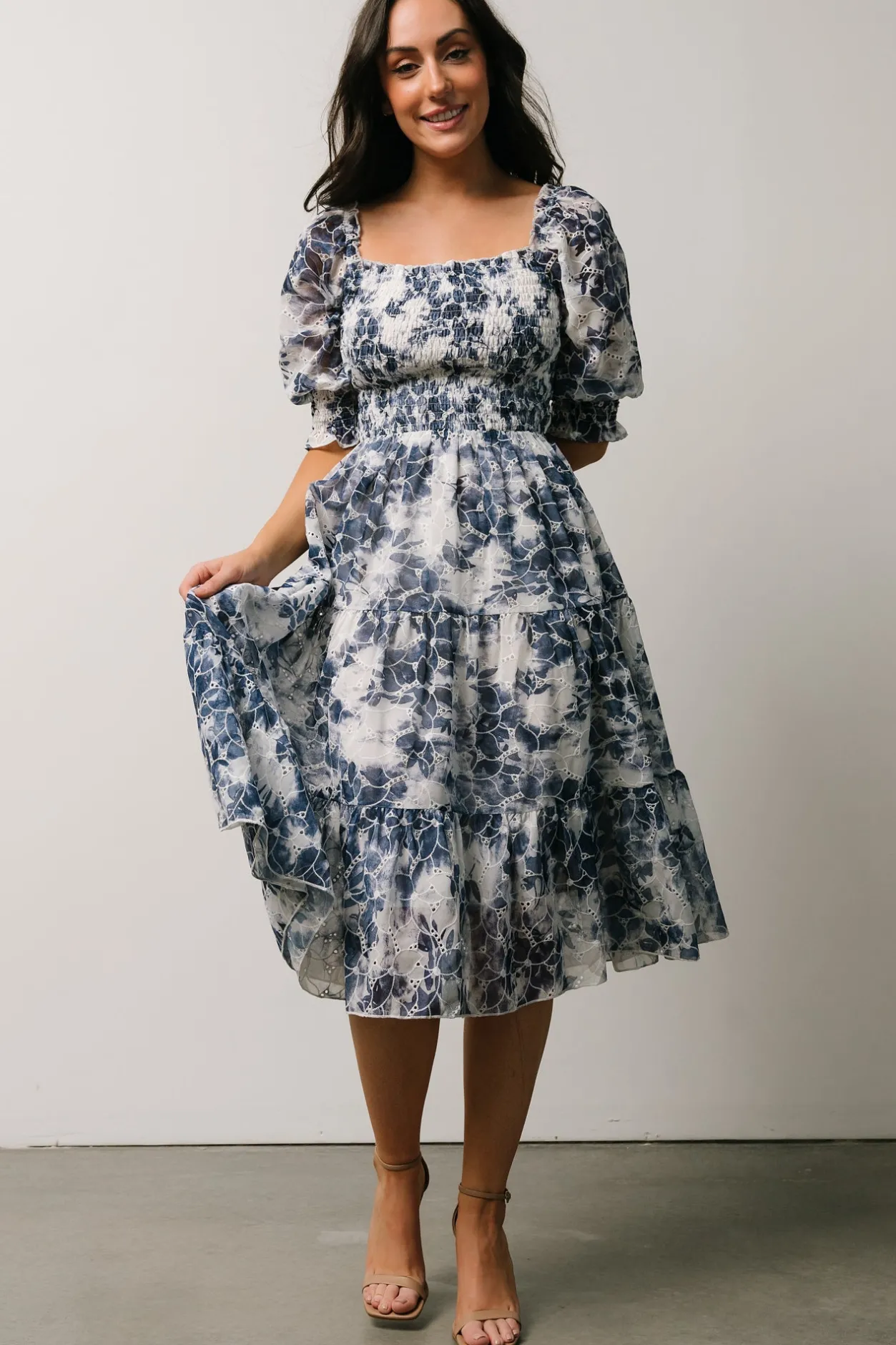 Discount Baltic Born Hazel Eyelet Midi Dress | Navy