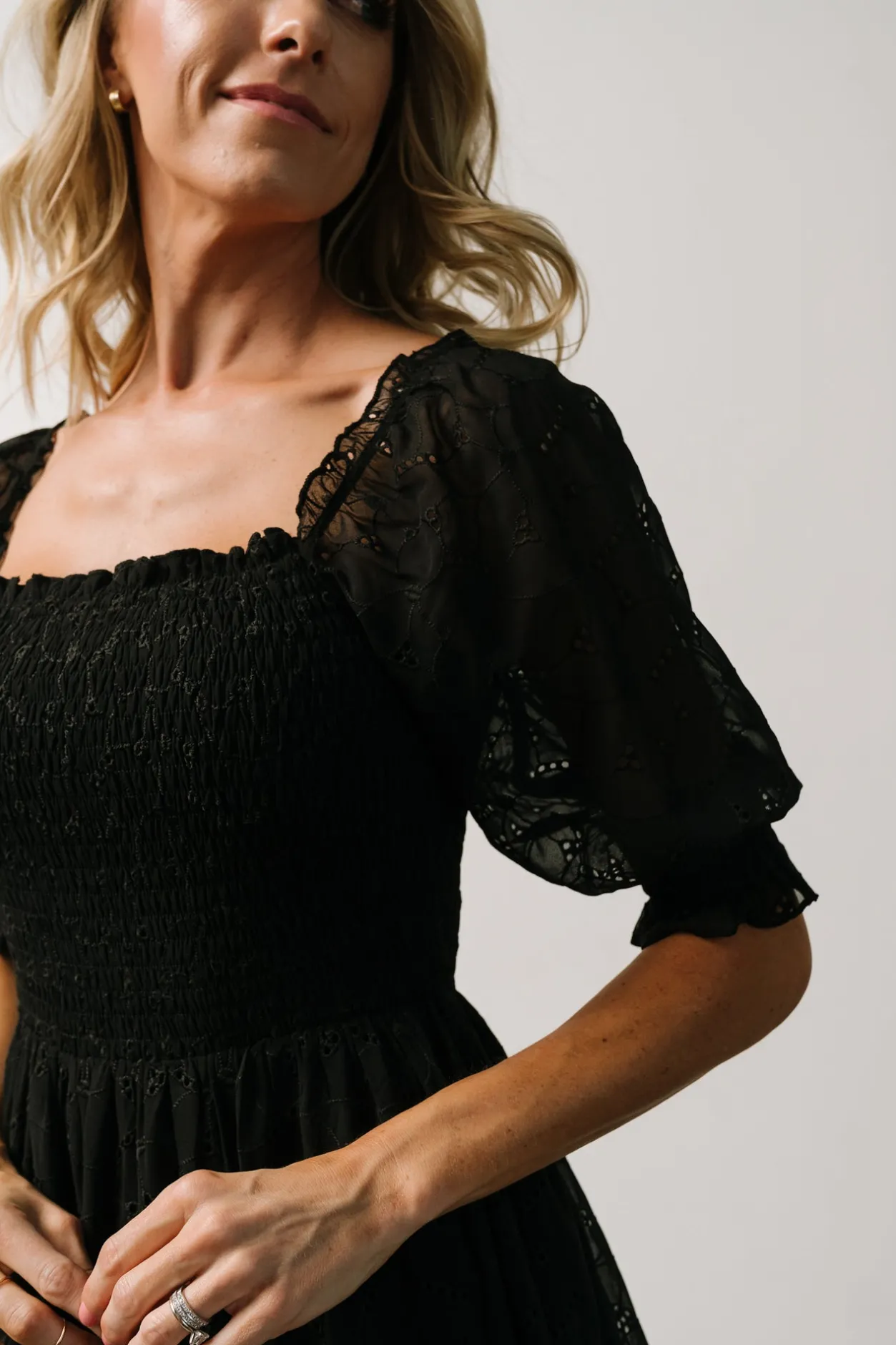New Baltic Born Hazel Eyelet Midi Dress | Black
