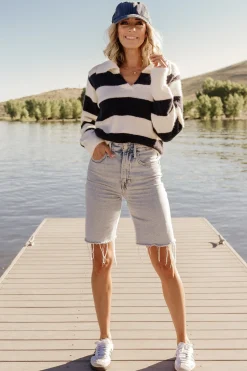Best Baltic Born Heather Striped Sweater | Cream + Navy Cream+Navy