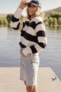 Best Baltic Born Heather Striped Sweater | Cream + Navy Cream+Navy