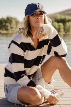 Best Baltic Born Heather Striped Sweater | Cream + Navy Cream+Navy