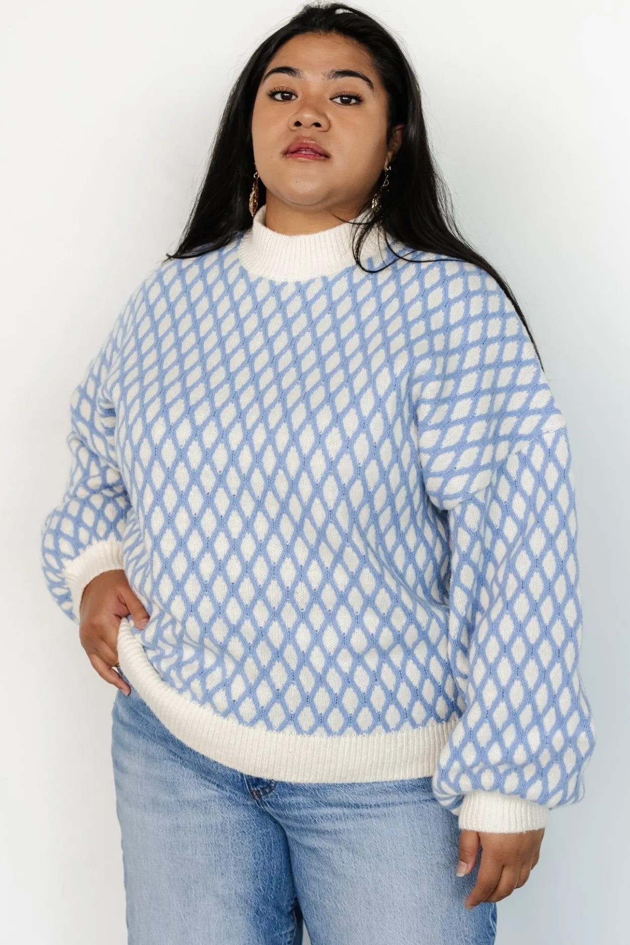 New Baltic Born Hendrix Diamond Knit Sweater | Blue