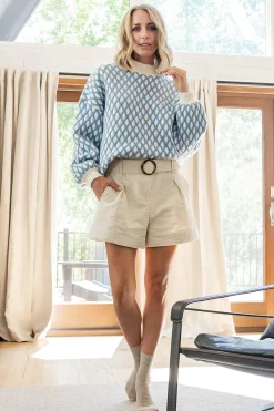 New Baltic Born Hendrix Diamond Knit Sweater | Blue