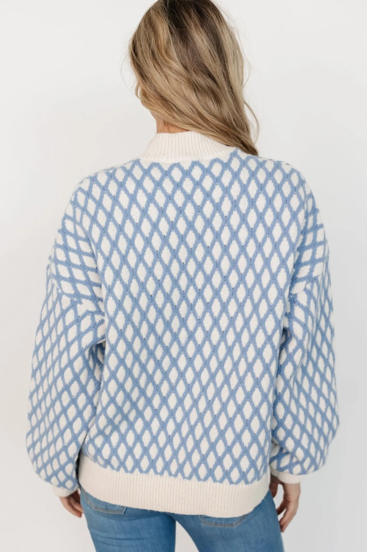 New Baltic Born Hendrix Diamond Knit Sweater | Blue