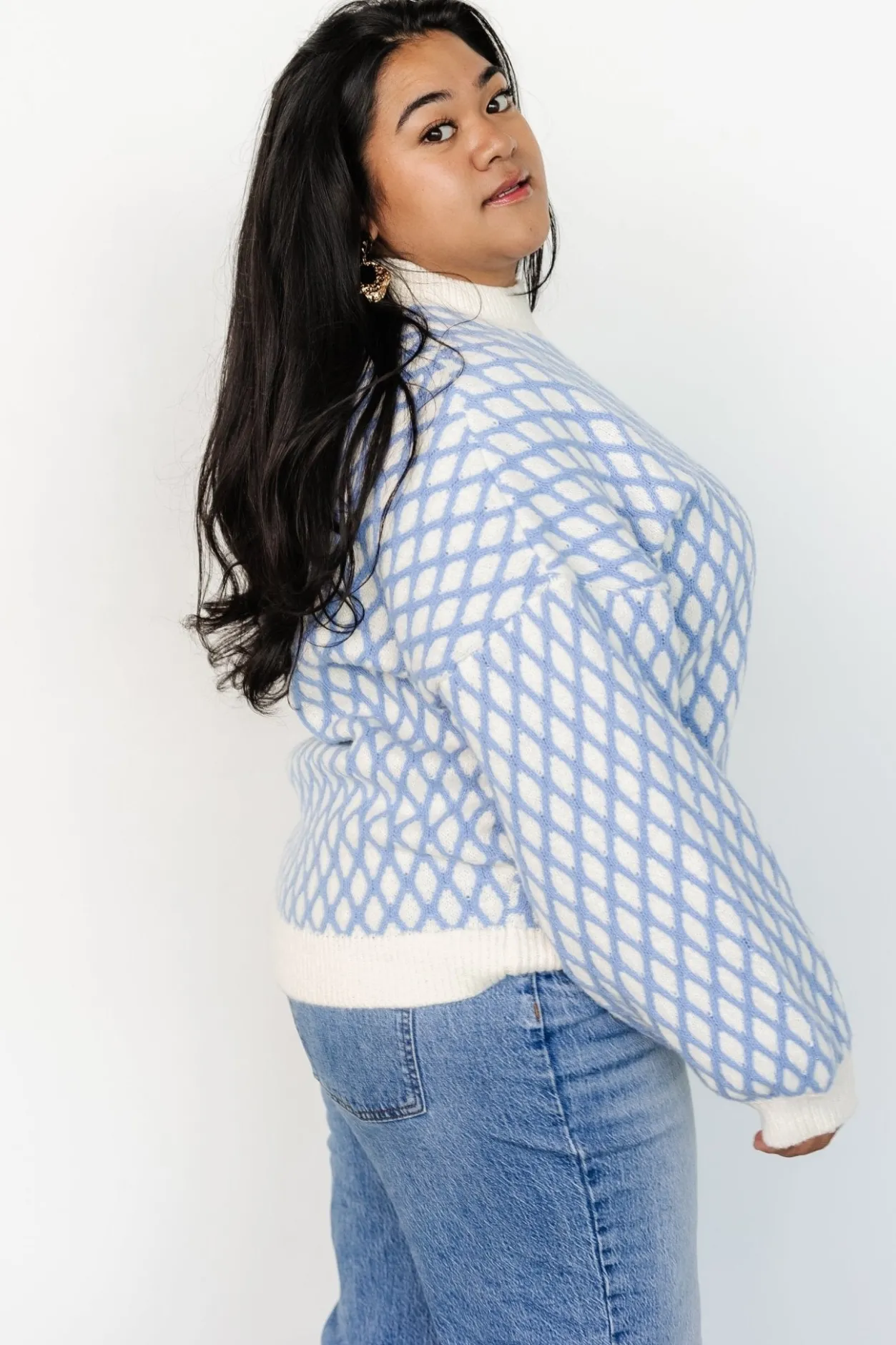 New Baltic Born Hendrix Diamond Knit Sweater | Blue