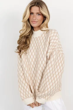 Outlet Baltic Born Hendrix Diamond Knit Sweater | Taupe