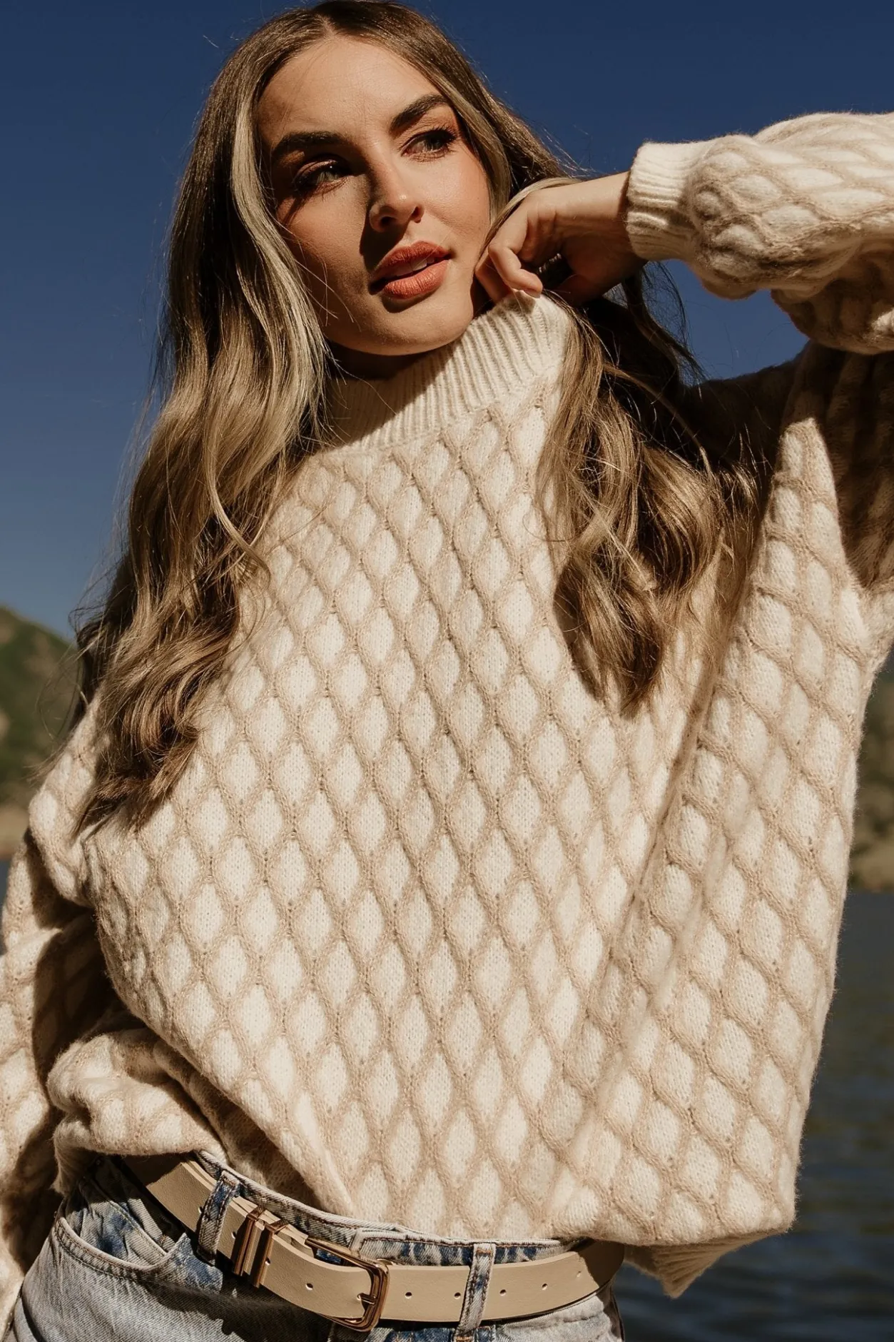 Outlet Baltic Born Hendrix Diamond Knit Sweater | Taupe