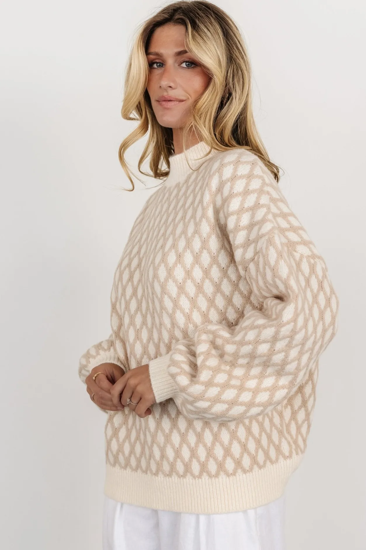 Outlet Baltic Born Hendrix Diamond Knit Sweater | Taupe
