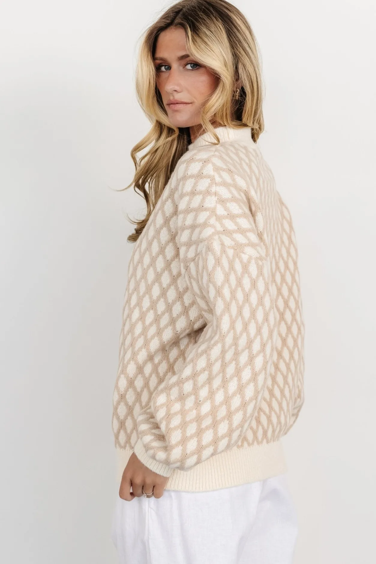 Outlet Baltic Born Hendrix Diamond Knit Sweater | Taupe