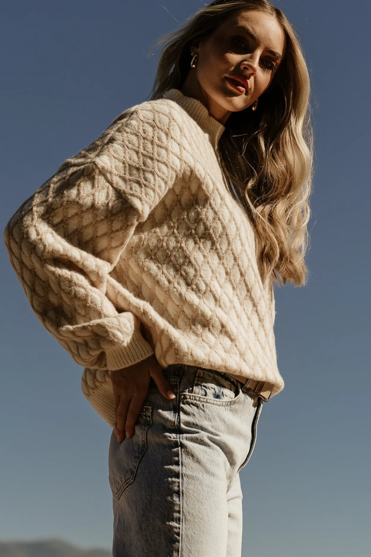 Outlet Baltic Born Hendrix Diamond Knit Sweater | Taupe