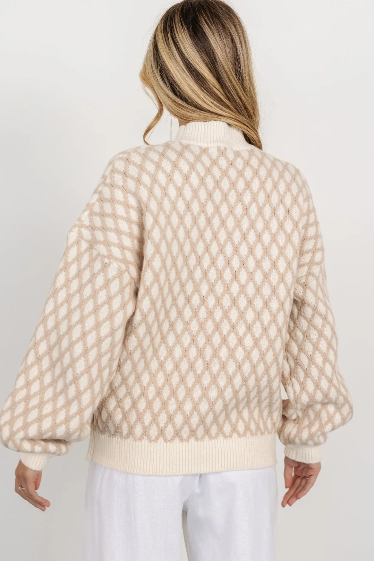 Outlet Baltic Born Hendrix Diamond Knit Sweater | Taupe
