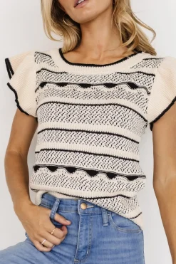Best Baltic Born Herriman Knit Top | Cream + Black Cream+Black