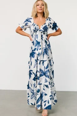 Best Baltic Born Hilaria Maxi Dress | White + Blue White+Blue