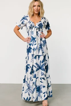Best Baltic Born Hilaria Maxi Dress | White + Blue White+Blue
