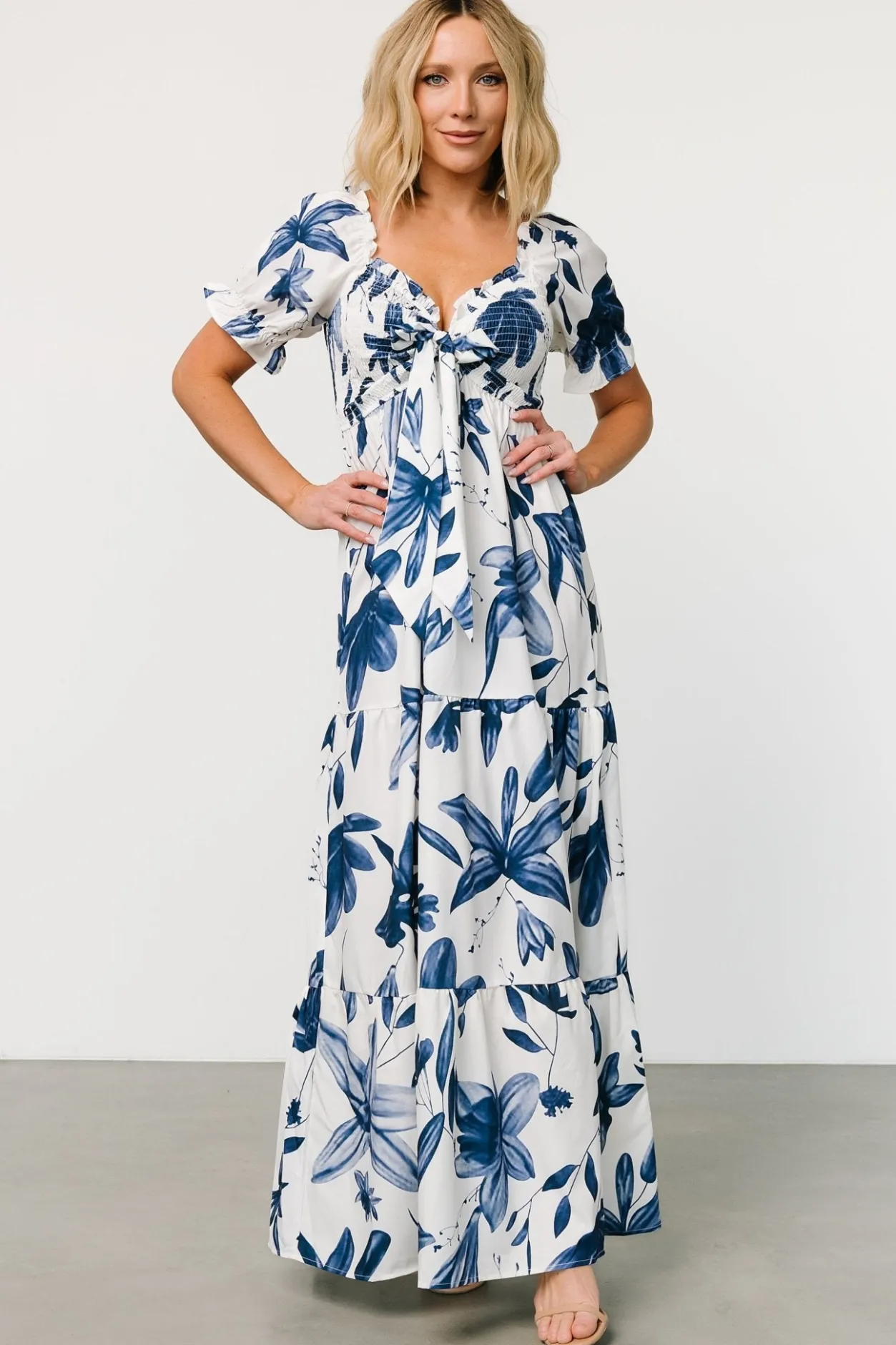 Best Baltic Born Hilaria Maxi Dress | White + Blue White+Blue