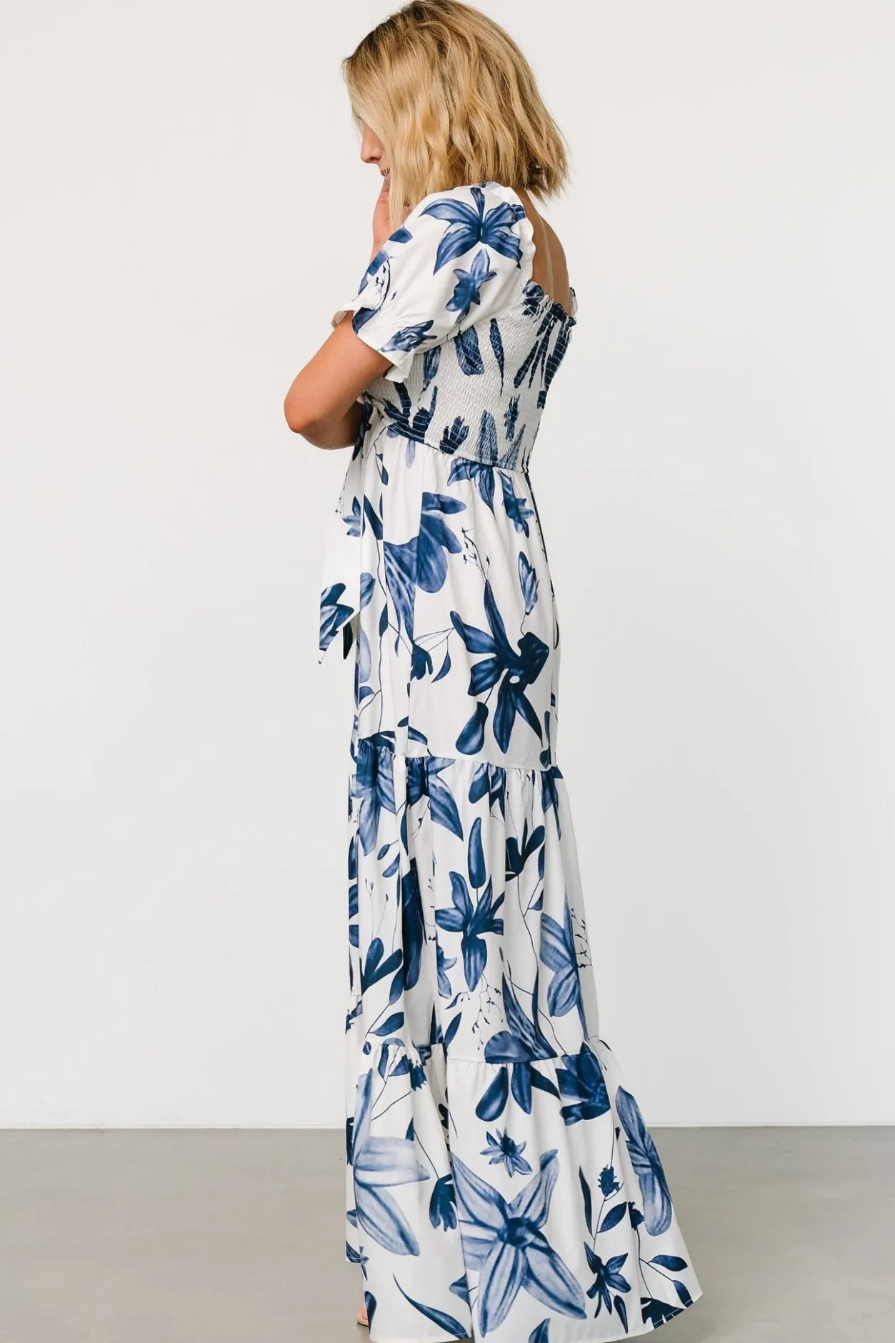 Best Baltic Born Hilaria Maxi Dress | White + Blue White+Blue