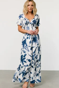 Best Baltic Born Hilaria Maxi Dress | White + Blue White+Blue