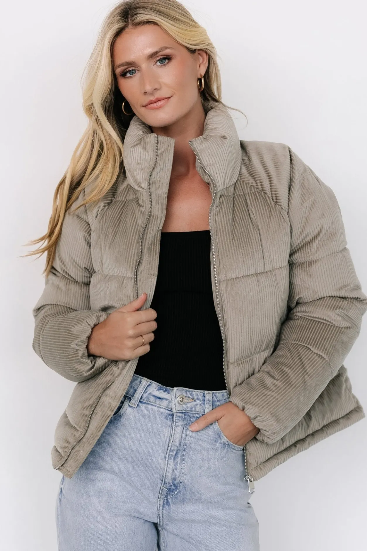 Fashion Baltic Born Holden Corduroy Puffer Jacket | Dusty Sage DustySage