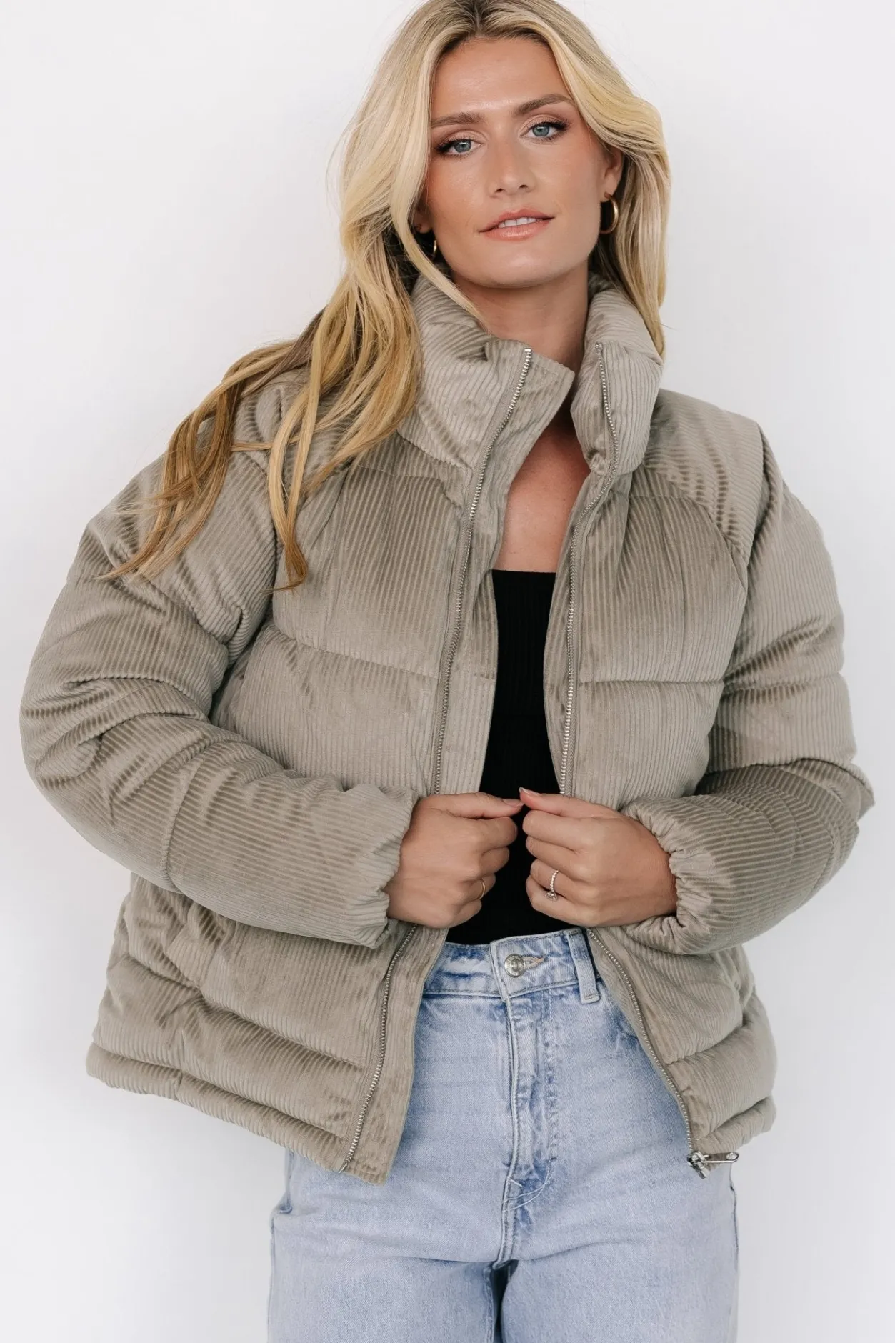 Fashion Baltic Born Holden Corduroy Puffer Jacket | Dusty Sage DustySage